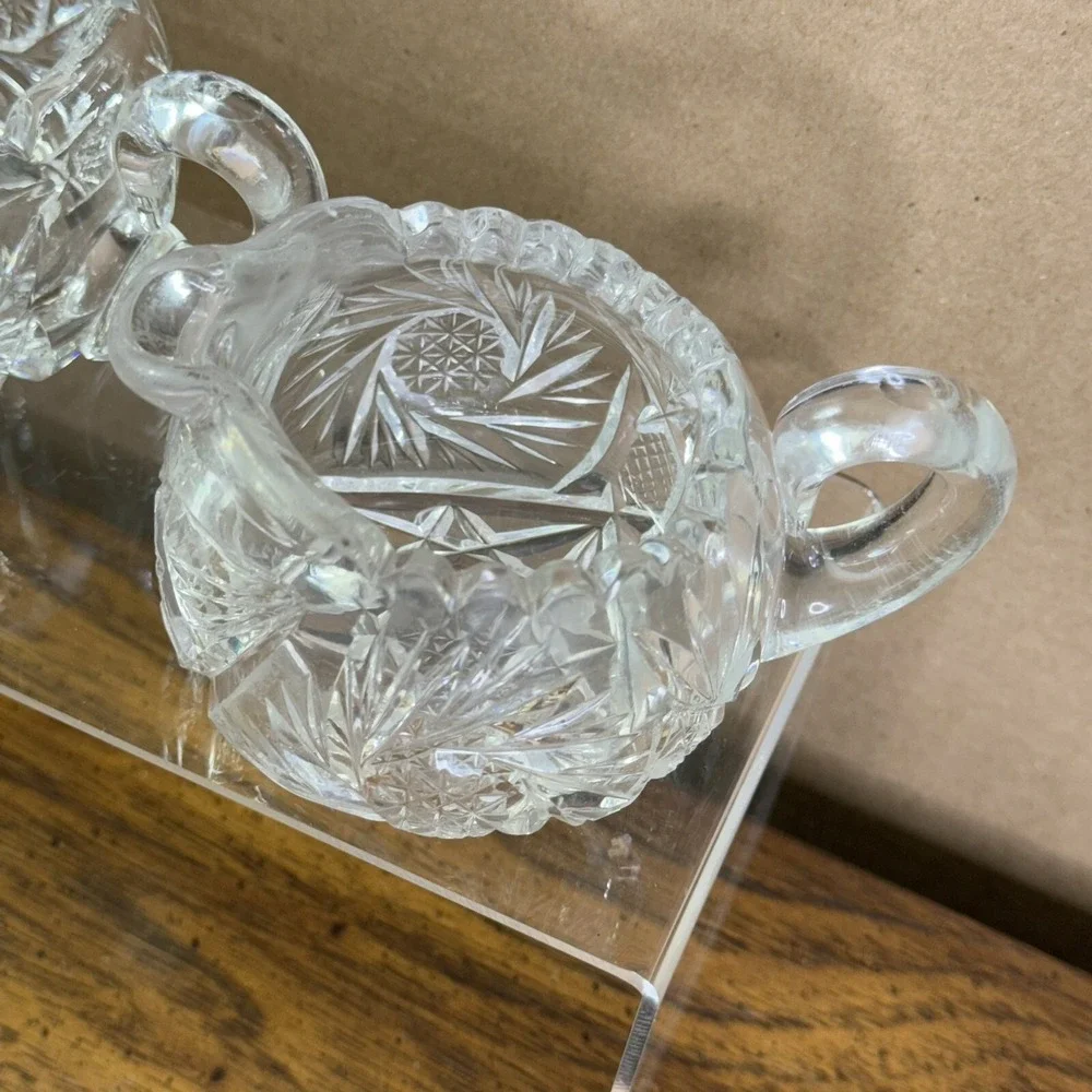 Antique American‎ Brilliant Glass Creamer & Sugar ABP EAPG